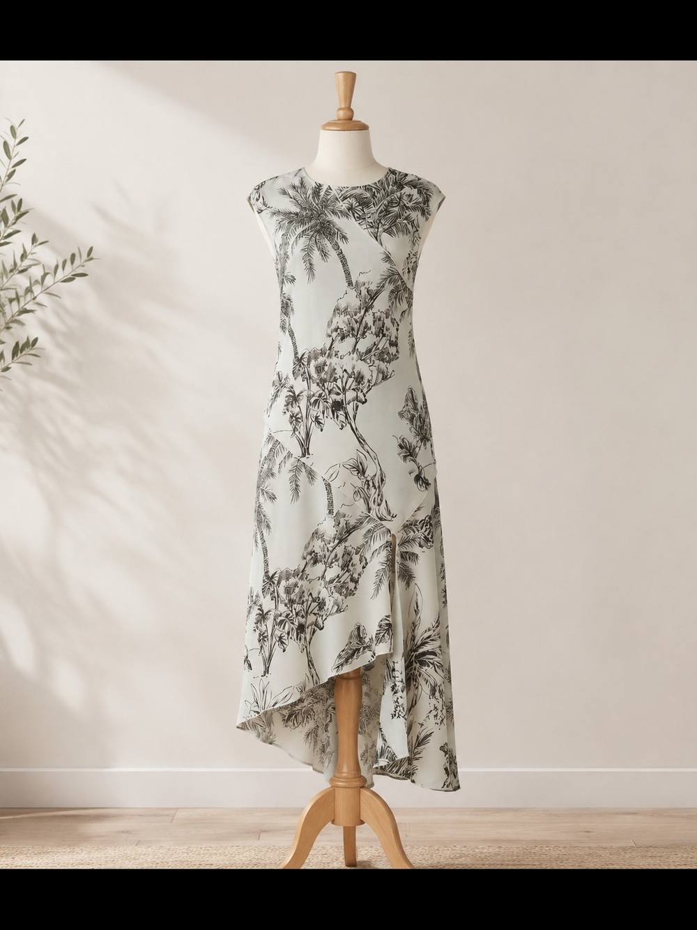 Antonio Melani Tessa Toile Palm Tree High-Low Asymmetric Midi Dress Size 2 - Picture 3 of 11
